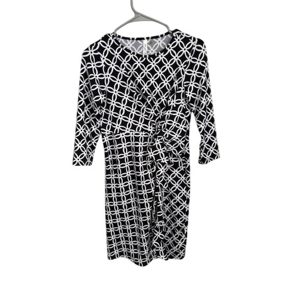 NWT NY Collection Black and White Pattern Midi Dress - Picture 1 of 7